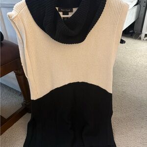 White House Black Market Black and White Cowl Neck Sweater